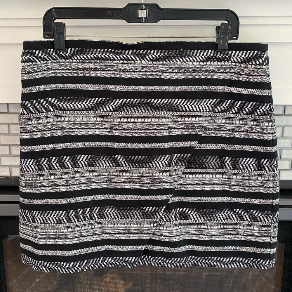 Black and white striped textured skirt